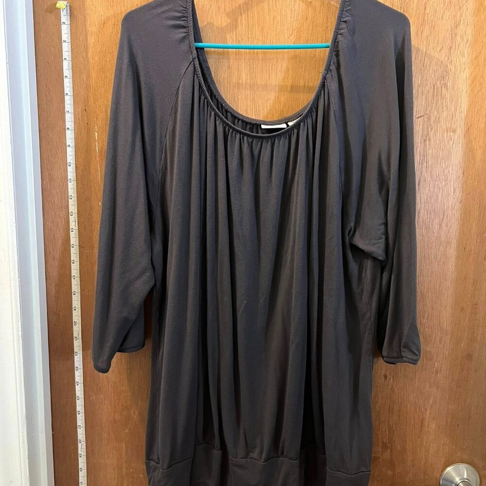 Size 26/28W - Cato - Dark Gray Peasant Blouse